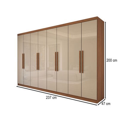 Guarda-Roupa Casal Odisseia 8 Portas 4 Gavetas Cinamomo/Off White - Panorama Móveis