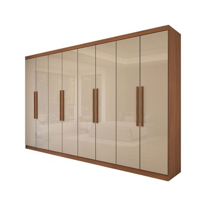 Guarda-Roupa Casal Odisseia 8 Portas 4 Gavetas Cinamomo/Off White - Panorama Móveis