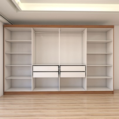 Guarda-Roupa Casal Odisseia 8 Portas 4 Gavetas Cinamomo/Off White - Panorama Móveis