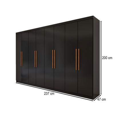 Guarda-Roupa Casal Odisseia 8 Portas 4 Gavetas Preto - Panorama Móveis