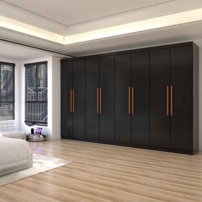 Guarda-Roupa Casal Odisseia 8 Portas 4 Gavetas Preto - Panorama Móveis