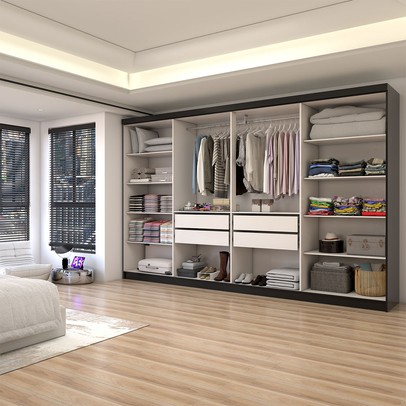 Guarda-Roupa Casal Odisseia 8 Portas 4 Gavetas Preto - Panorama Móveis