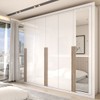 Guarda-Roupa Casal Severo Gold 6 Portas 6 Gavetas com Espelho Branco - Panorama Móveis