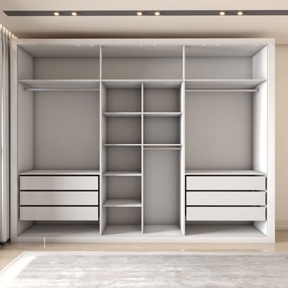 Guarda-Roupa Casal Severo Gold 6 Portas 6 Gavetas com Espelho Branco - Panorama Móveis