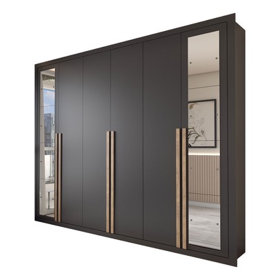 Guarda-Roupa Casal Severo Gold 6 Portas 6 Gavetas com Espelho Preto - Panorama Móveis