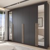 Guarda-Roupa Casal Severo Gold 6 Portas 6 Gavetas com Espelho Preto - Panorama Móveis