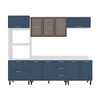 Cozinha Completa Amara 10 Portas 4 Gavetas com Vidro 40250783 Azul/Branco - Politorno