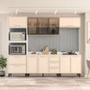 Cozinha Completa Amara 10 Portas 4 Gavetas com Vidro 40250783 Creme/Branco - Politorno