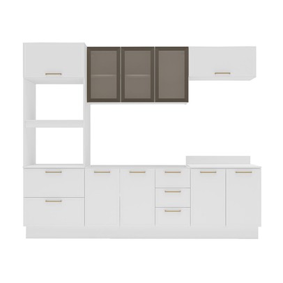 Cozinha Completa Amara 10 Portas 4 Gavetas com Vidro 40250784 Branco - Politorno