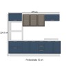 Cozinha Completa Amara 10 Portas 4 Gavetas com Vidro 40250784 Azul/Branco - Politorno