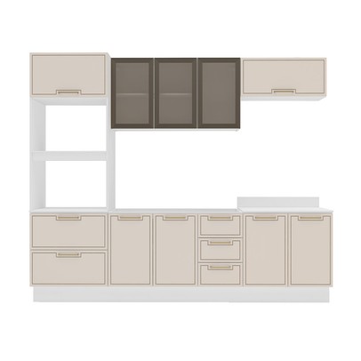 Cozinha Completa Amara 10 Portas 4 Gavetas com Vidro 40250784 Creme/Branco - Politorno