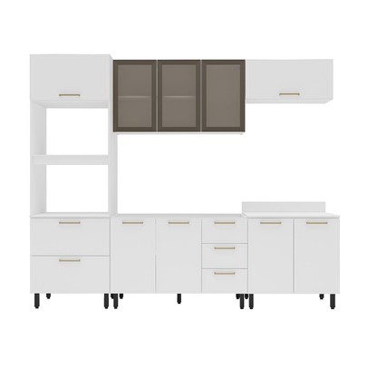 Cozinha Completa Amara 10 Portas 4 Gavetas com Vidro 40250785 Branco - Politorno