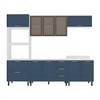 Cozinha Completa Amara 10 Portas 4 Gavetas com Vidro  40250785 Azul/Branco - Politorno