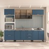 Cozinha Completa Amara 10 Portas 4 Gavetas com Vidro  40250785 Azul/Branco - Politorno