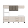 Cozinha Completa Amara 10 Portas 4 Gavetas com Vidro 40250785 Creme/Branco - Politorno