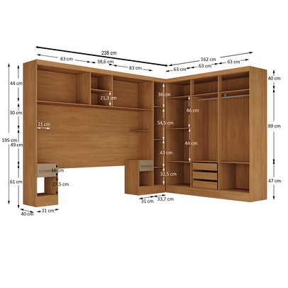 Guarda-Roupa Casal Modulado Soberano 11 Portas 5 Gavetas 100% Mdf Cinamomo/Cappuccino - Panorama Móveis