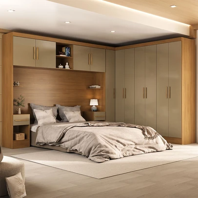 Guarda-Roupa Casal Modulado Soberano 11 Portas 5 Gavetas 100% Mdf Cinamomo/Cappuccino - Panorama Móveis