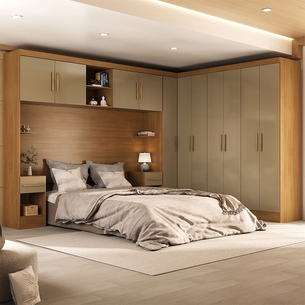 Guarda-Roupa Casal Modulado Soberano 11 Portas 5 Gavetas 100% Mdf Cinamomo/Cappuccino - Panorama Móveis