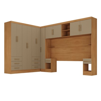 Guarda-Roupa Modulado Soberano 11 Portas 8 Gavetas 100% Mdf Cinamomo/Cappuccino - Panorama Móveis