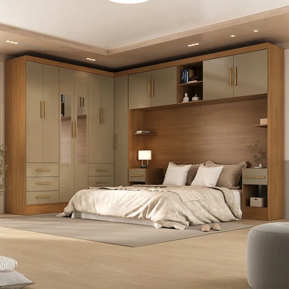 Guarda-Roupa Modulado Soberano 11 Portas 8 Gavetas 100% Mdf com Espelho Cinamomo/Cappuccino - Panorama Móveis