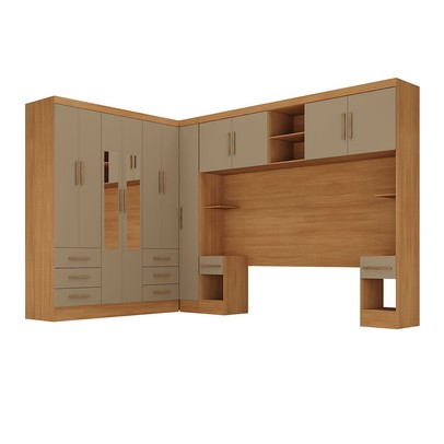 Guarda-Roupa Modulado Soberano 11 Portas 8 Gavetas 100% Mdf com Espelho Cinamomo/Cappuccino - Panorama Móveis