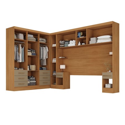 Guarda-Roupa Modulado Soberano 11 Portas 8 Gavetas 100% Mdf com Espelho Cinamomo/Cappuccino - Panorama Móveis