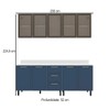 Cozinha Compacta Amara 9 Portas 3 Gavetas com Vidro Azul/Branco - Politorno