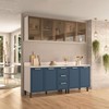 Cozinha Compacta Amara 9 Portas 3 Gavetas com Vidro Azul/Branco - Politorno