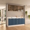 Cozinha Compacta Amara 9 Portas 3 Gavetas com Vidro 40250788 Azul/Branco - Politorno