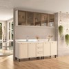 Cozinha Compacta Amara 9 Portas 3 Gavetas com Vidro 40250789 Creme/Branco - Politorno