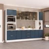 Cozinha Completa Amara 13 Portas 4 Gavetas com Vidro Azul/Branco - Politorno