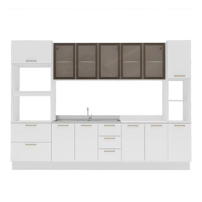 Cozinha Completa Amara 13 Portas 4 Gavetas com Vidro 40250776 Branco - Politorno