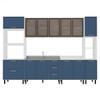 Cozinha Completa Amara 13 Portas 4 Gavetas com Vidro 40250777 Azul/Branco - Politorno