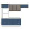 Cozinha Compacta Amara 8 Portas 4 Gavetas com Vidro Azul/Branco - Politorno