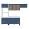 Cozinha Compacta Amara 8 Portas 4 Gavetas com Vidro 40250779 Azul/Branco - Politorno