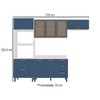Cozinha Compacta Amara 8 Portas 4 Gavetas com Vidro 40250779 Azul/Branco - Politorno