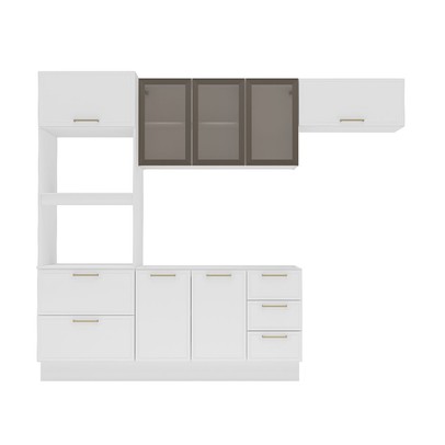 Cozinha Compacta Amara 8 Portas 4 Gavetas com Vidro 40250780 Branco - Politorno