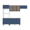 Cozinha Compacta Amara 8 Portas 4 Gavetas com Vidro 40250781  Azul/Branco - Politorno