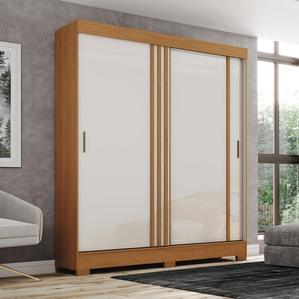 Guarda-Roupa Solteiro Kevin 2 Portas 2 Gavetas Cinamomo/Off White - Henn