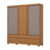 Guarda-Roupa Casal Reno 3 Portas 6 Gavetas Ripado Flex Cinamomo/Off White/Avelã - Henn