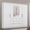 Guarda-Roupa Casal Click 4 Portas 6 Gavetas com Espelho Branco - Maxel