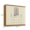 Guarda-Roupa Casal Click 4 Portas 6 Gavetas com Espelho Cinamomo/Off White - Maxel