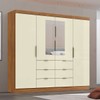 Guarda-Roupa Casal Click 4 Portas 6 Gavetas com Espelho Cinamomo/Off White - Maxel