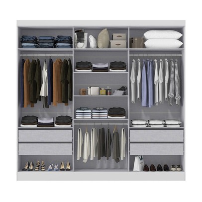 Guarda-Roupa Casal Diamante 6 Portas 4 Gavetas com Espelho Branco - Pnr Móveis