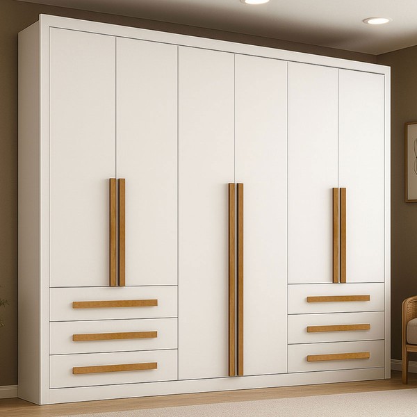 Guarda-Roupa Casal Nobre Plus 6 Portas 6 Gavetas Branco - Pnr Móveis