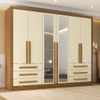 Guarda-Roupa Casal Nobre Plus 6 Portas 6 Gavetas com Espelho Cinamomo/Off White - Pnr Móveis
