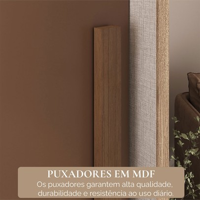 Guarda-Roupa Casal Tower 3 Portas 6 Gavetas com Espelho Cappuccino/Terracota - Pnr Móveis