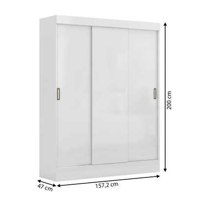 Guarda-Roupa Solteiro Sul 3 Portas 2 Gavetas Branco - Pnr Móveis