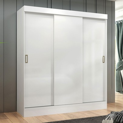 Guarda-Roupa Solteiro Sul 3 Portas 2 Gavetas Branco - Pnr Móveis