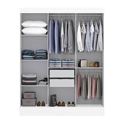 Guarda-Roupa Solteiro Sul 3 Portas 2 Gavetas Branco - Pnr Móveis